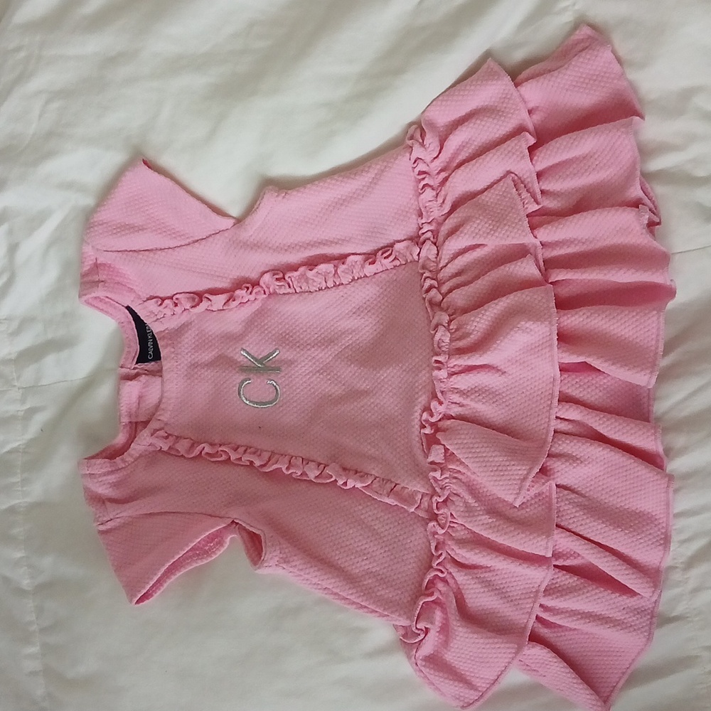 Calvin Klein jeans baby  shirt 18 months pink ruffle.